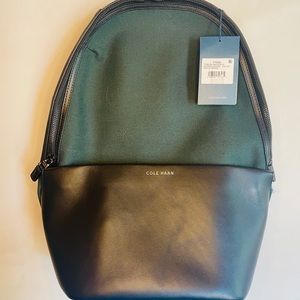 Cole Haan Black Leather & Green Backpack. New with tags.